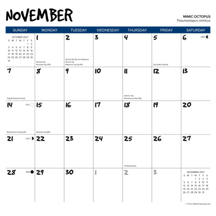 Willow Creek Octopus Kalender 2027