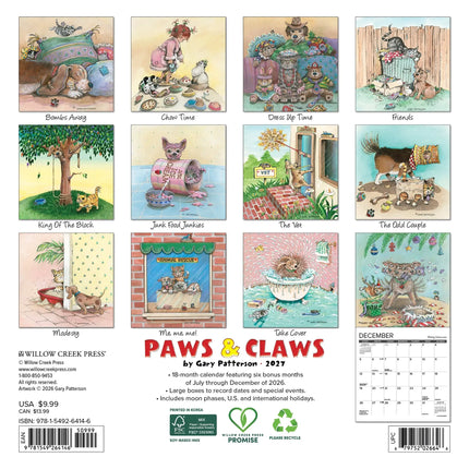 Willow Creek Paws and Claws by Gary Patterson Kalender 2027 Mini