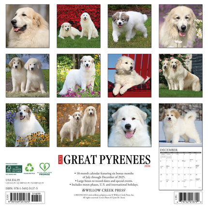 Willow Creek Pyreneese Berghond Kalender 2026