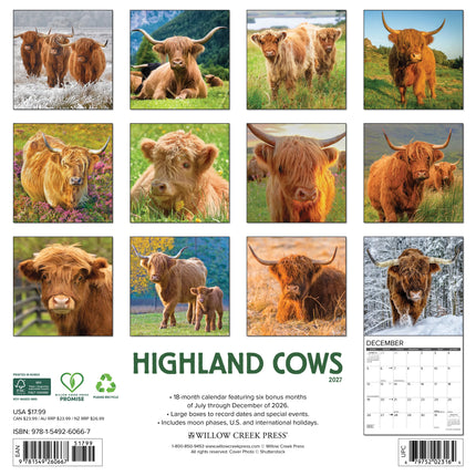 Willow Creek Schotse Hooglanders Kalender 2027
