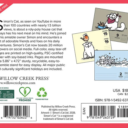 Willow Creek Simon's Cat Scheurkalender 2027 Boxed