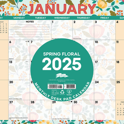 Willow Creek Spring Floral Desk Pad - Bureau Kalender 2025