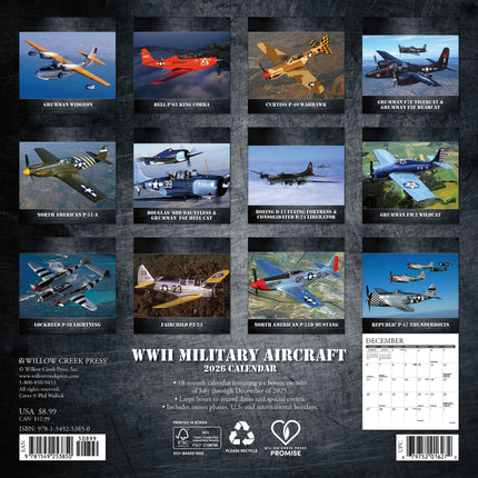 Willow Creek Tweede Wereldoorlog Militaire Vliegtuigen Kalender 2026 Mini