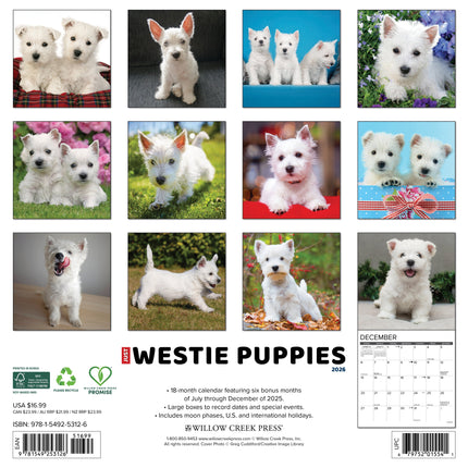Willow Creek West Highland White Terrier Puppies Kalender 2026