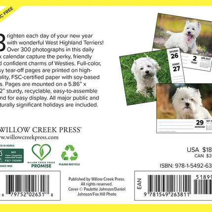 Willow Creek West Highland White Terrier Scheurkalender 2027 Boxed
